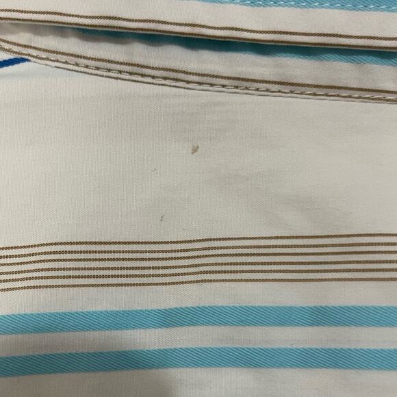 Abercrombie & Fitch Men’s Y2K Muscle White Blue Stripe Button Down Shirt XXL - Picture 6 of 7